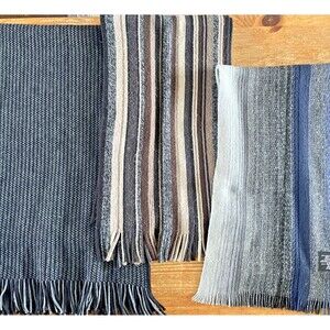 Acrylic Scarf Lot of 3 Dark Colors Black Grey Scarves Collection